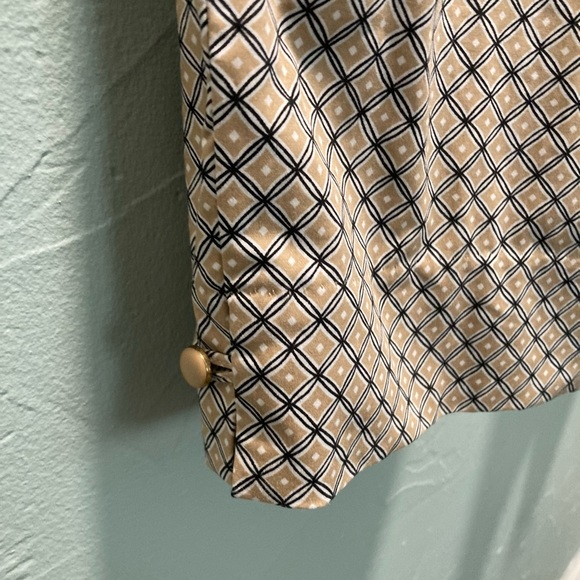 Talbots 
8 tan w black and white designs
No pockets - Picture 3 of 8